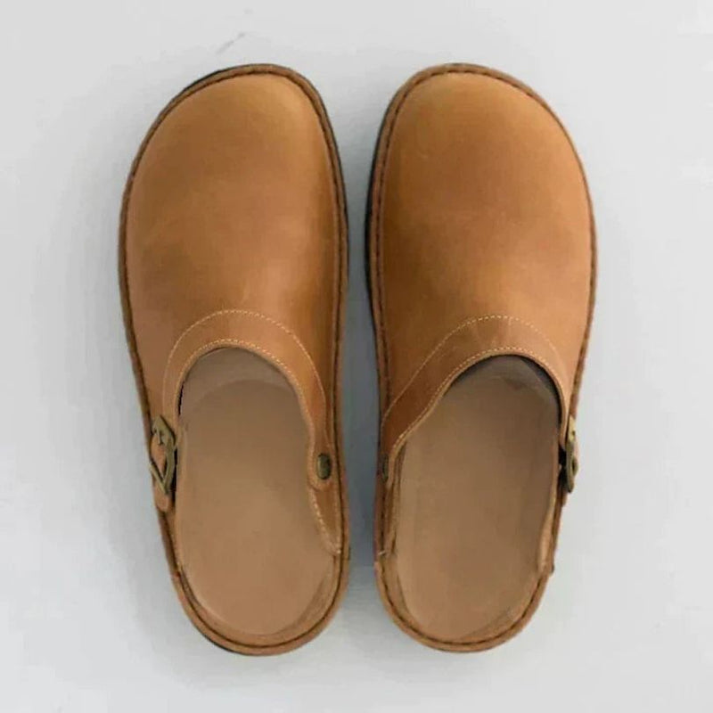 William - Scarpe con fibbia e punta quadrata con suola antiscivolo | Comfort facile da indossare e togliere | Taglie 38–48 | Marrone, Marrone scuro, Nero
