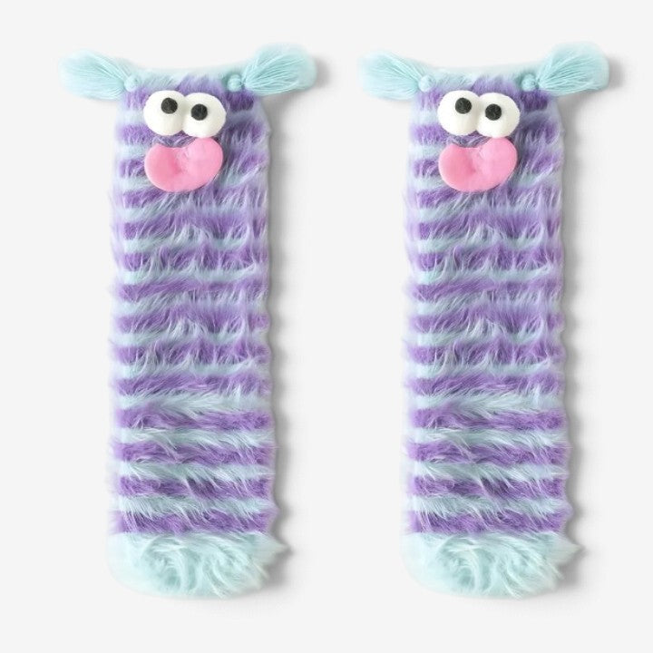 CozyPrint - Calze in pile con motivi 3D e volti in rilievo