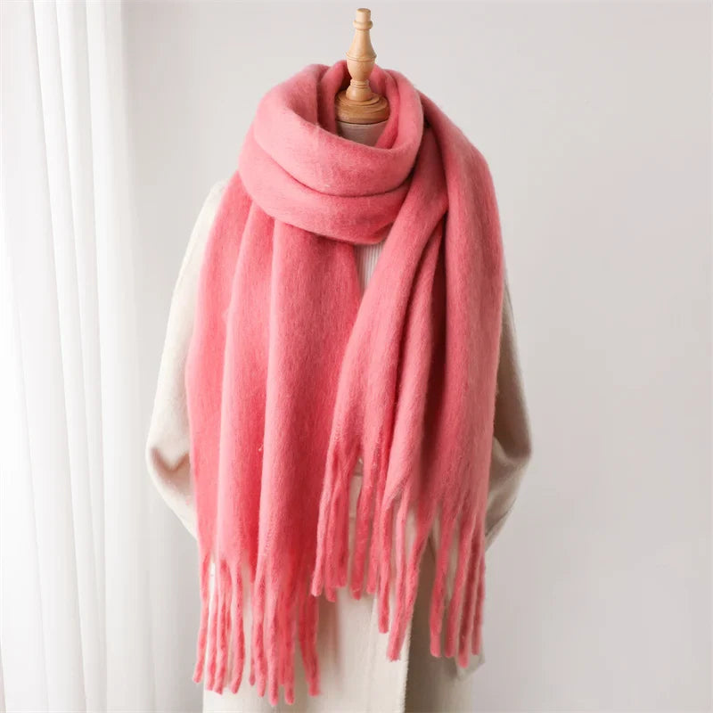 Dominic - Sciarpa Grande con Frange | Facile da Drappeggiare e Stilizzare | Taglia Standard | Vari Colori (Verde, Rosa, Marrone)