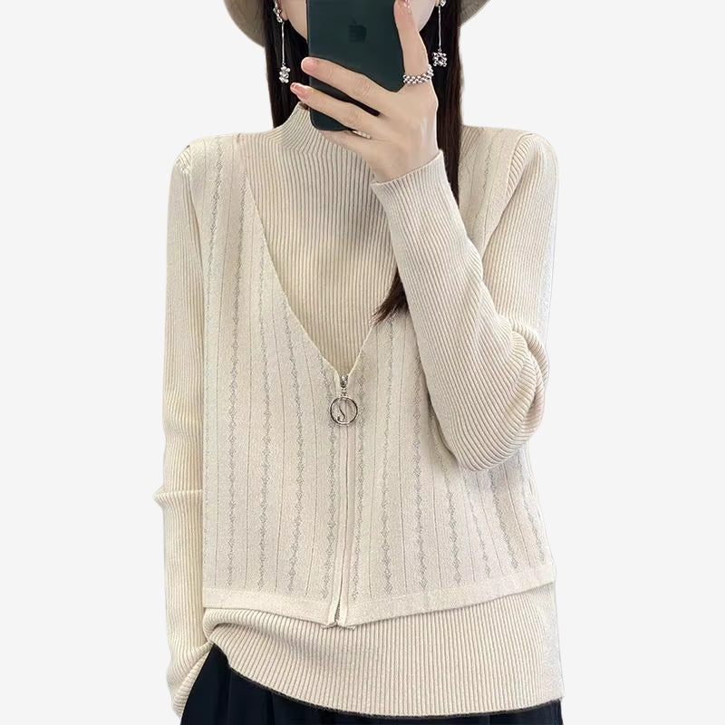 Nova – Maglione con cerniera a maniche lunghe e scollo rotondo