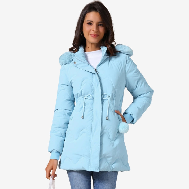 Sophie – Long Sleeve Padded Hooded Coat with Belt and Pockets
