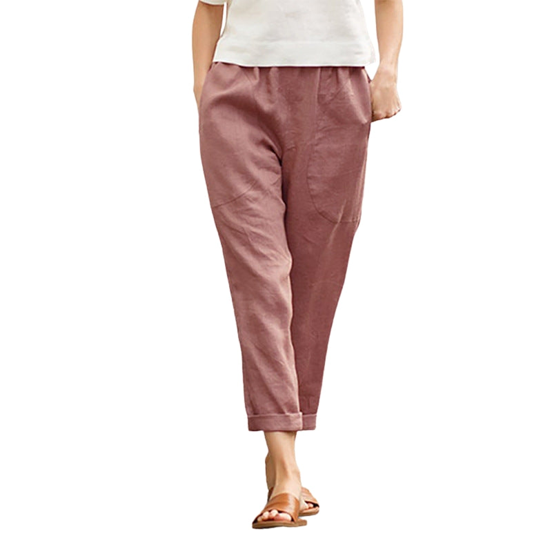 Isabella – Pantaloni Largi cu Croială Relaxată, Picior Drept și Buzunare Laterale