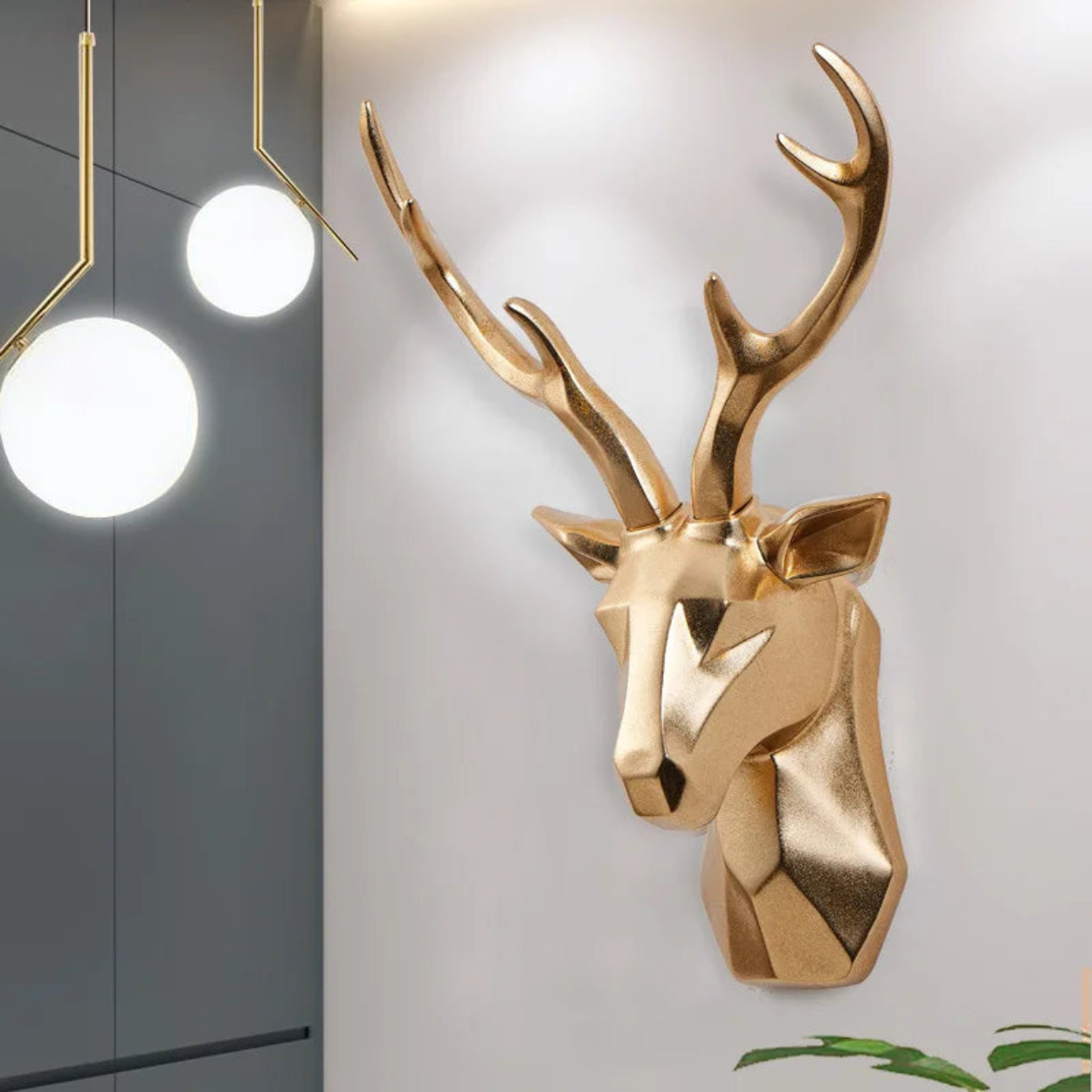 StagCrest - Scultura da parete con design 3D a testa di cervo e presenza scenica sul muro