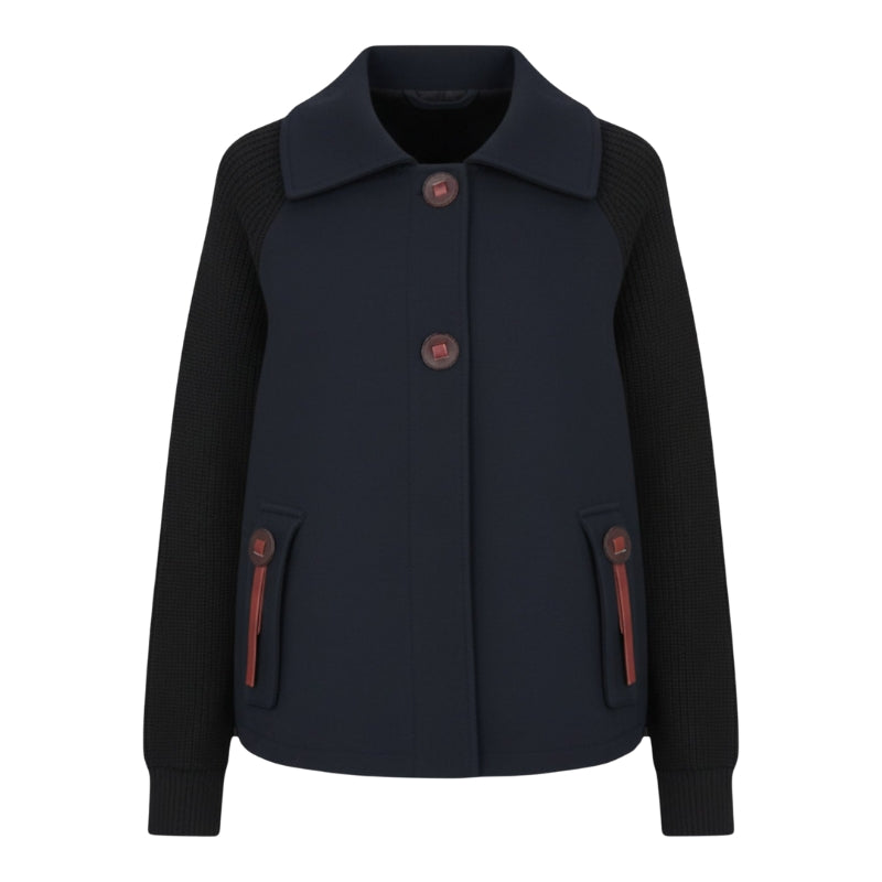 Victoria – Women's Coat with Long Sleeves, High Collar, and Multiple Pockets