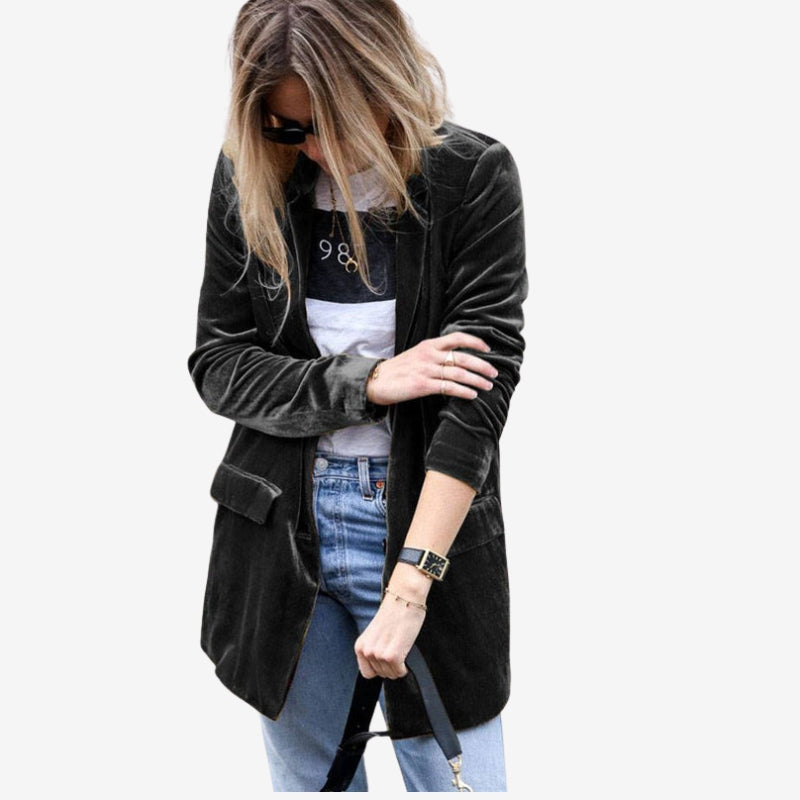 Maisie – Mid Length Long Sleeve Blazer with Buttons