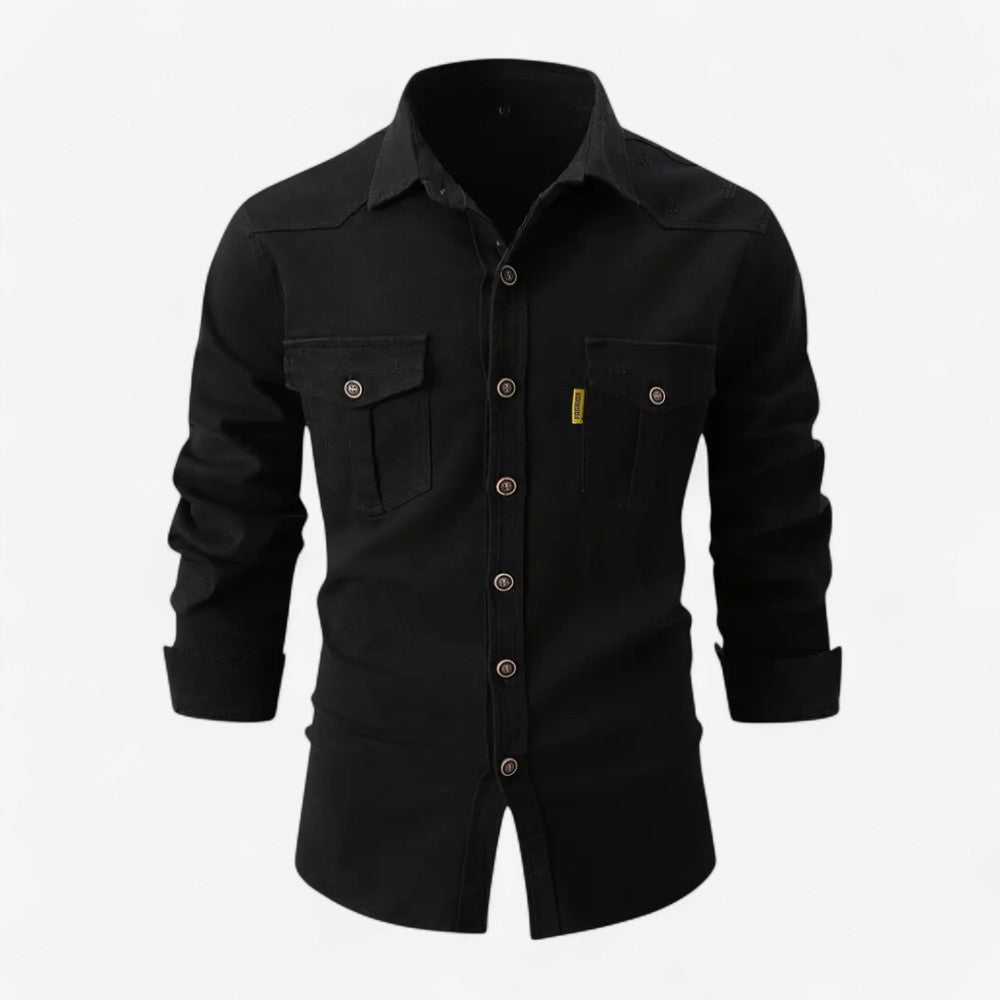 Frank - Chemise à manches longues avec détails usés et poches poitrine