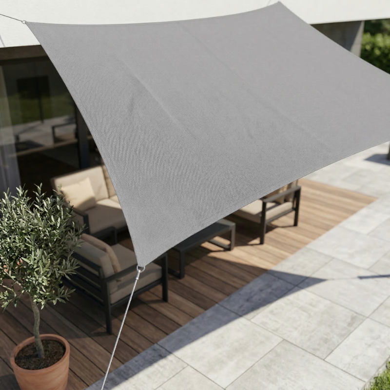 Rectangular Outdoor Sunshade with Rope Attachment