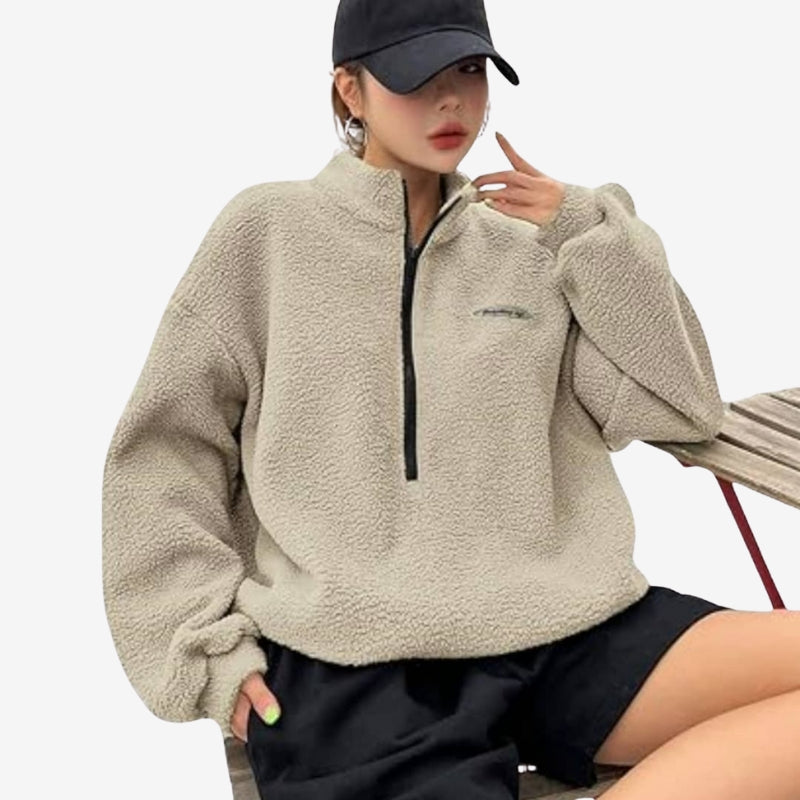 Amelia - Pull oversize à manches longues avec col montant