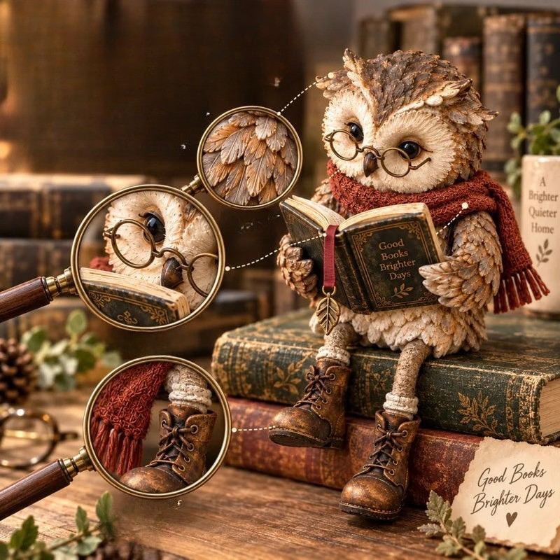 Pageowl - Statuetta di gufo con libro per la decorazione d'interni