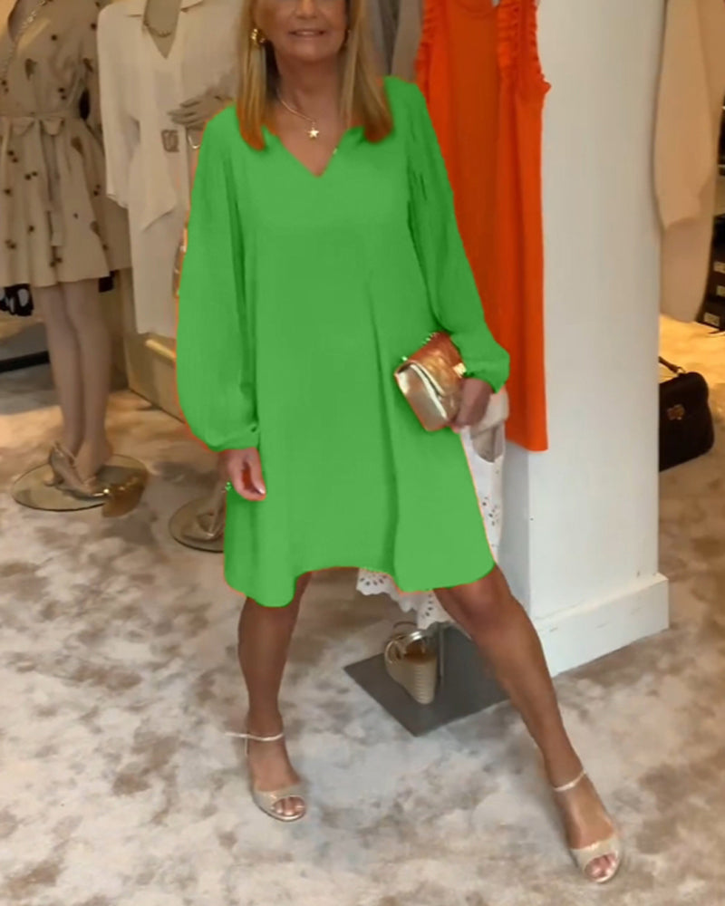 SpringGlow™ - Lantern Sleeve Dress