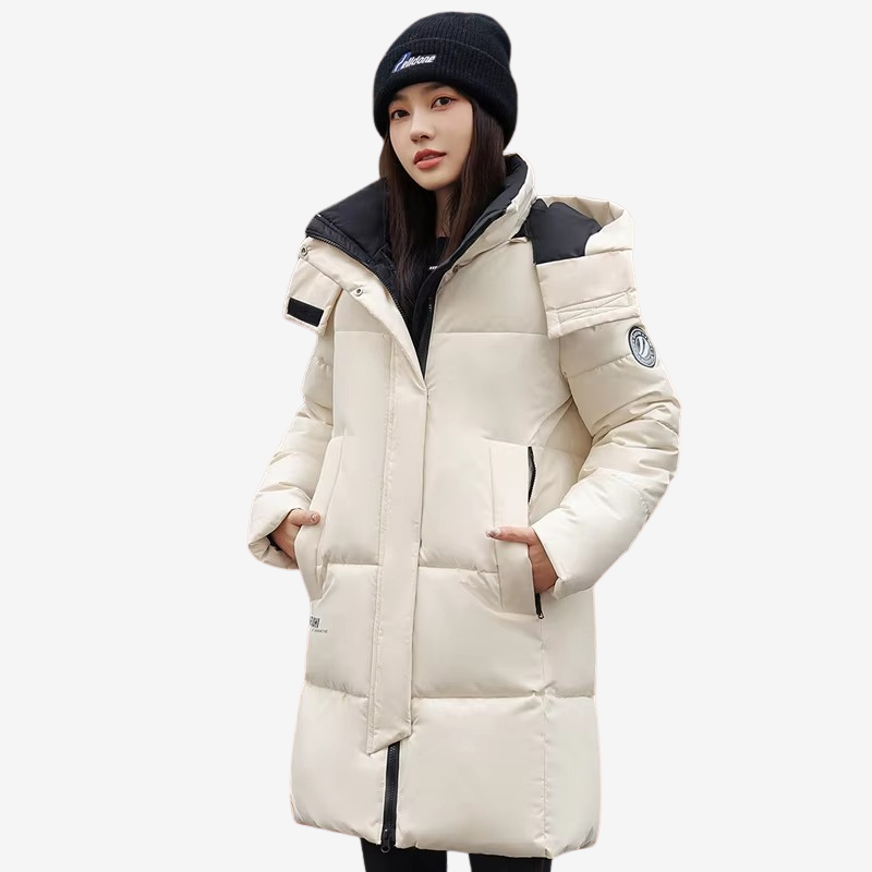 Azurine - Cappotto con cappuccio e maniche lunghe con chiusura a zip