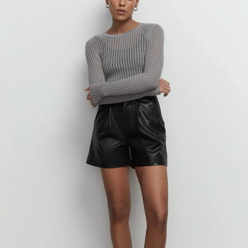 Hannah - Trendy top s dlouhými rukávy a hlubokým kulatým výstřihem
