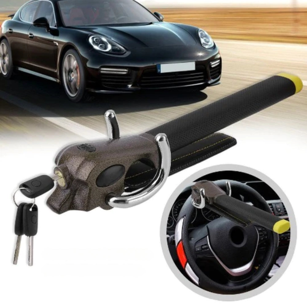 LockShield – Bară triplă de securitate auto cu avertizare la sabotaj și protecție pentru volan