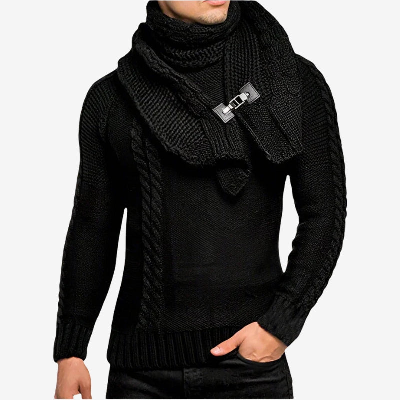 Dogan - Pulover cu guler înalt, mâneci lungi și model cu dungi
