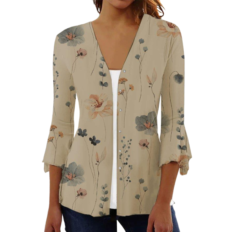 Seraphine – Bluza brodată cu guler plisat și mâneci evazate