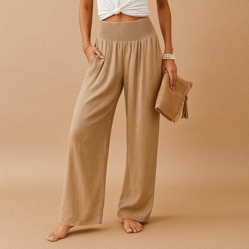 Pantalon large pour femme avec taille élastique