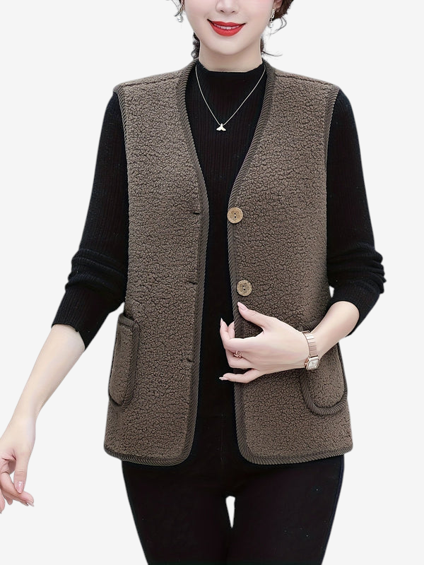 WarmLayer – Zateplená vesta bez rukávů s fleecovou podšívkou a výstřihem do V