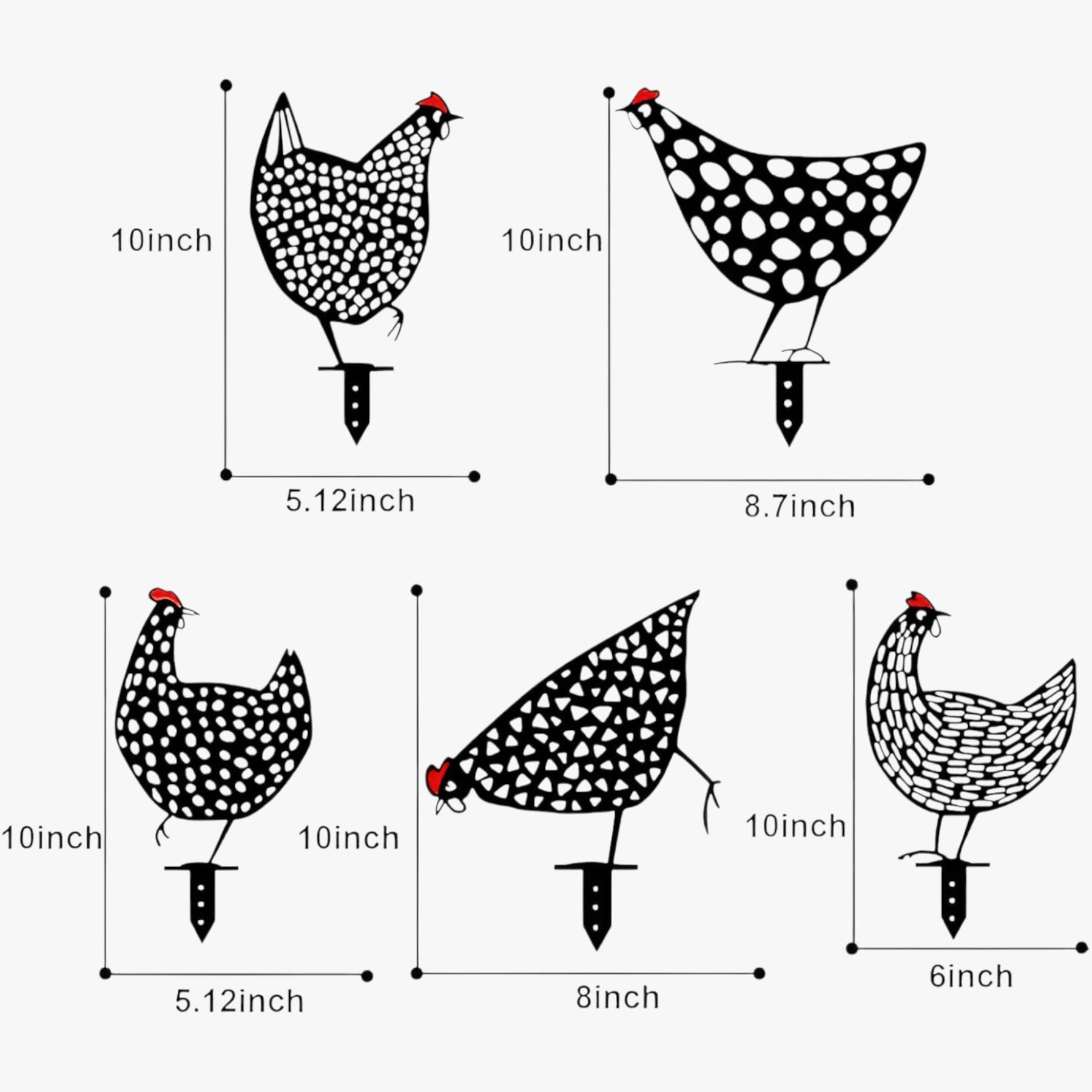 CharmingCluck - Famille de poules en acrylique ludique pour décoration de jardin