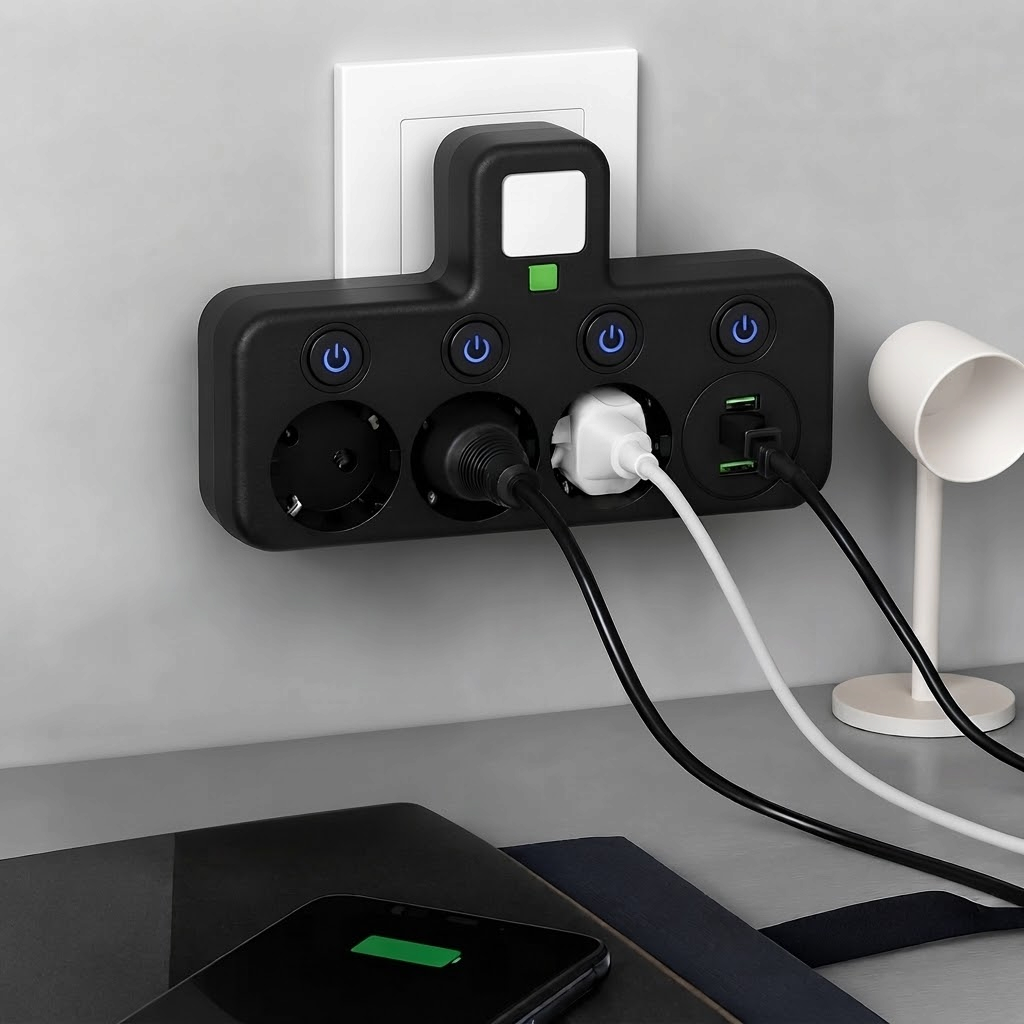 VoltLink - Ciabatta elettrica con 3 prese, porte USB e USB-C