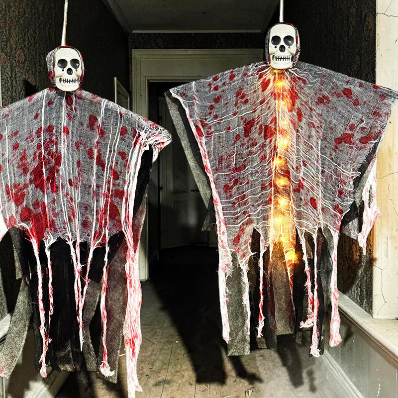 Decoración de fantasma con calavera colgante para Halloween