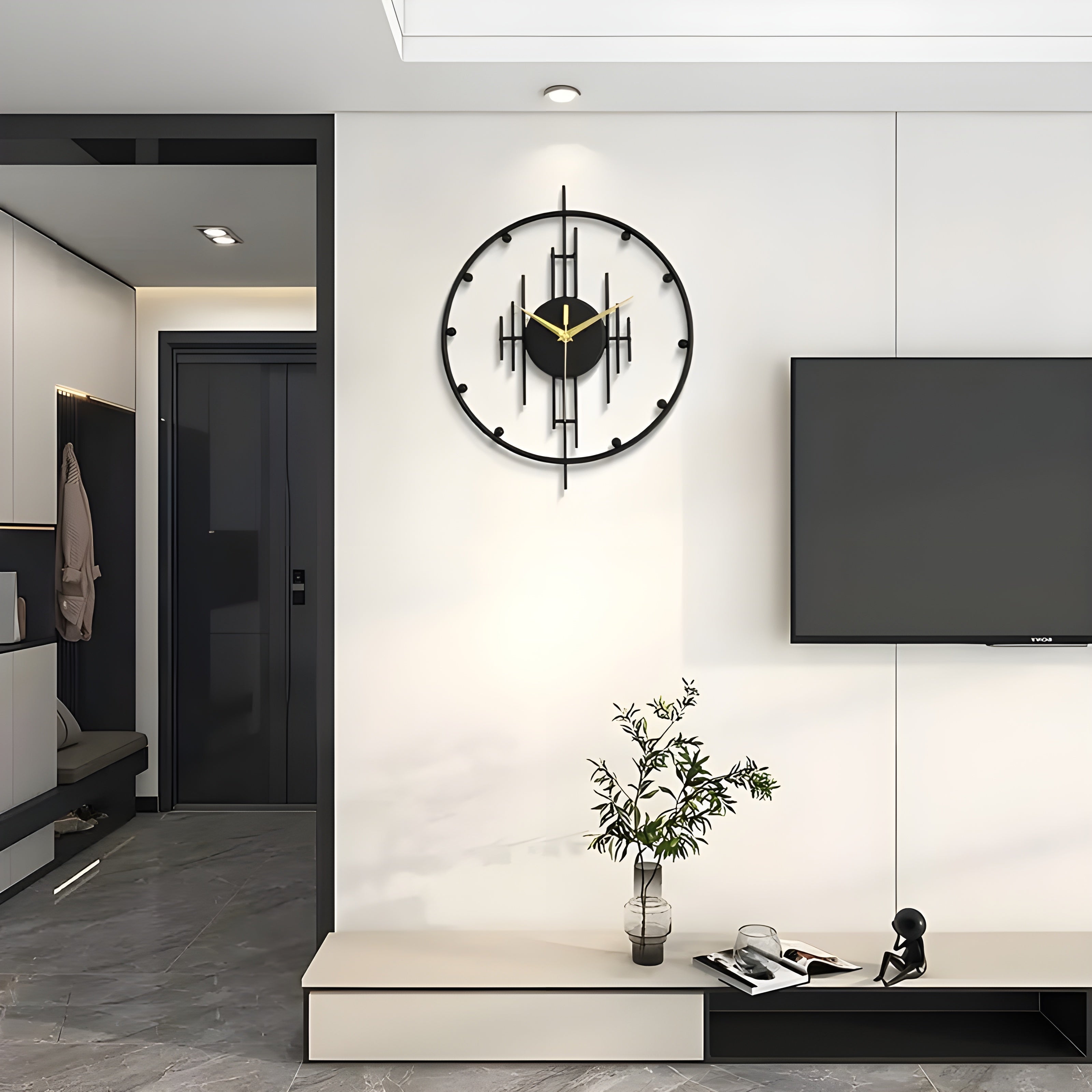 TimeNest - Horloge murale silencieuse avec cadre rond lisse et tic-tac discret pour intérieurs modernes