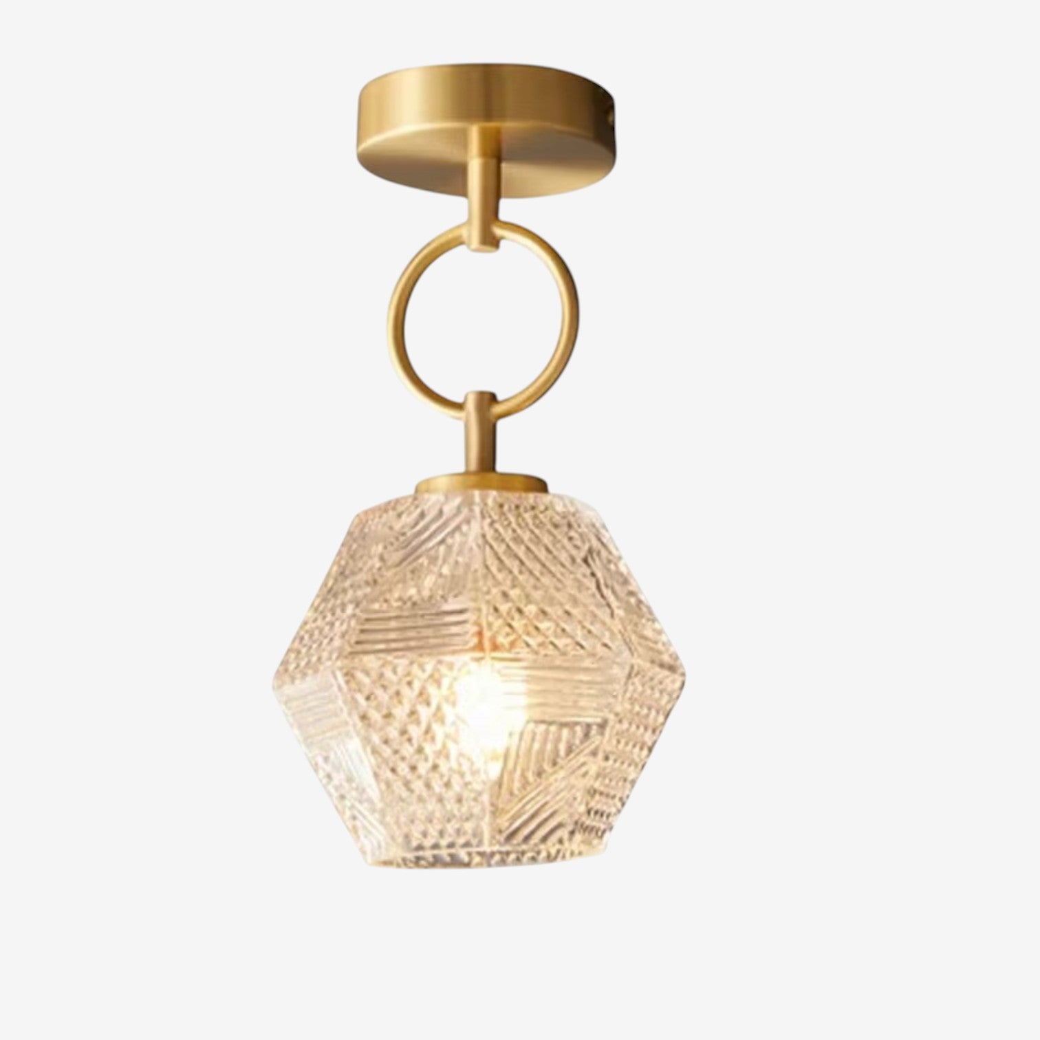 LumiDeco – Ceiling Lamp of Brass and Glass with Diamond Cut Design
