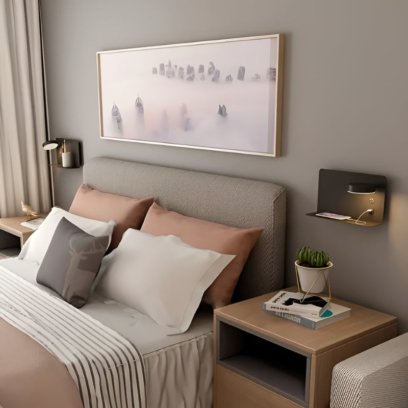DazzleShelf – Lampe de chevet minimaliste rechargeable avec étagère et port USB