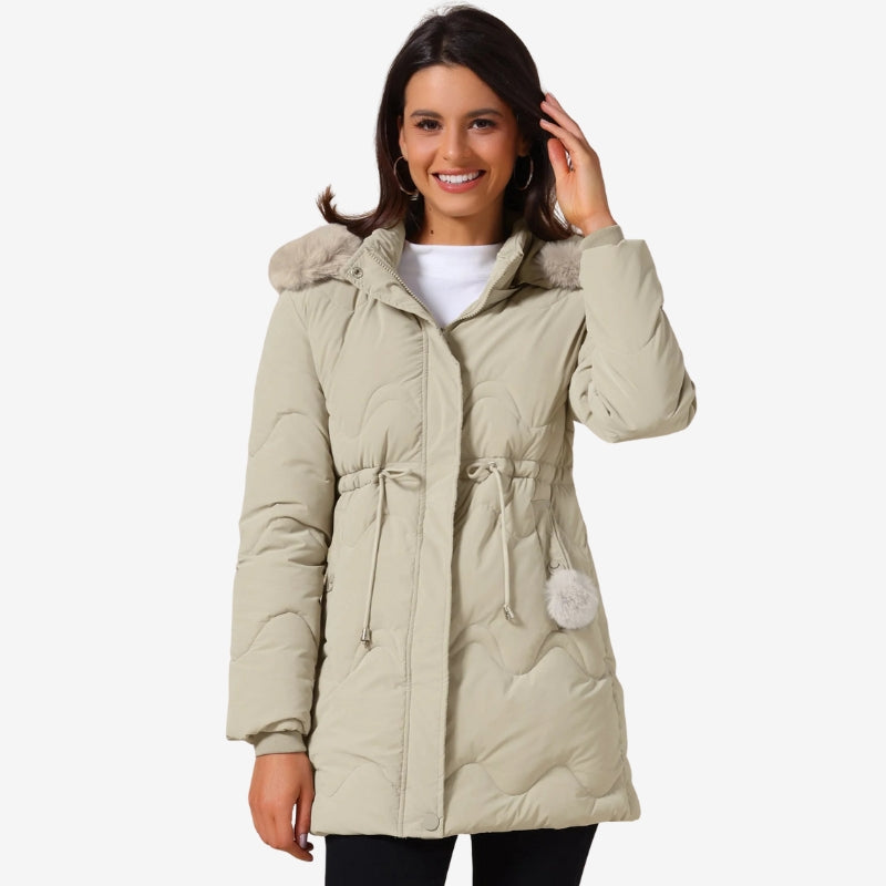 Sophie – Long Sleeve Padded Hooded Coat with Belt and Pockets