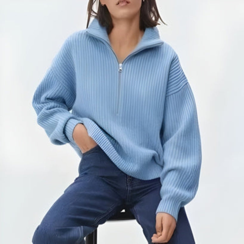 Sienna – Maglione a maniche lunghe dalla vestibilità ampia con collo a zip