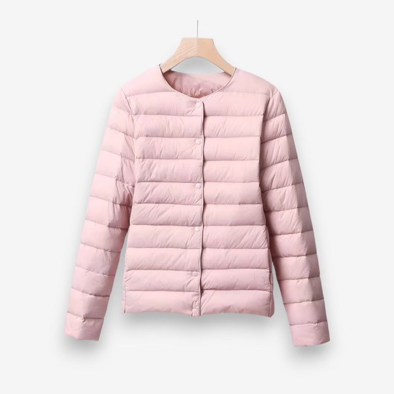 Orla – Long Sleeve Puffer Jacket With Round Neck And Buttons