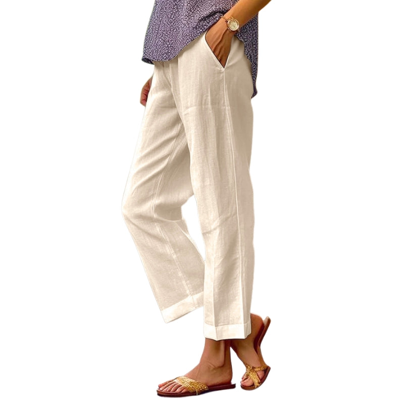 Azaria - Pantaloni a vita alta dritti con tasche funzionali