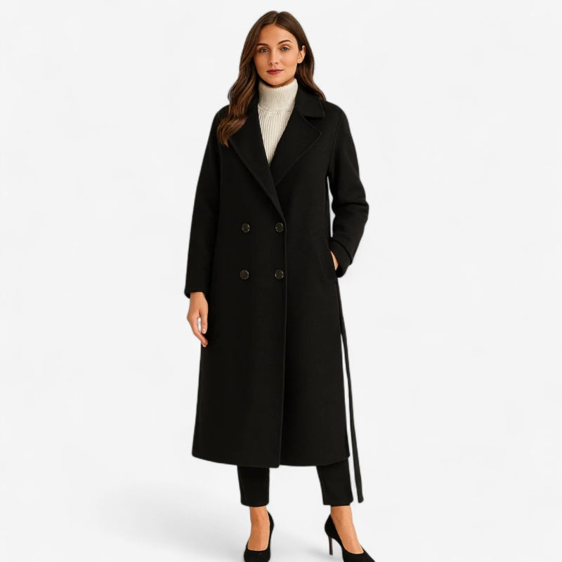Cecille – Long manteau en laine avec col à revers et coupe cintrée