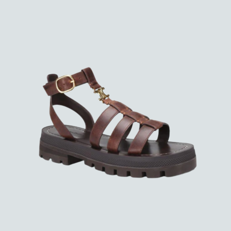 Women’s Gladiator Sandals with Round Toe and Buckle Strap