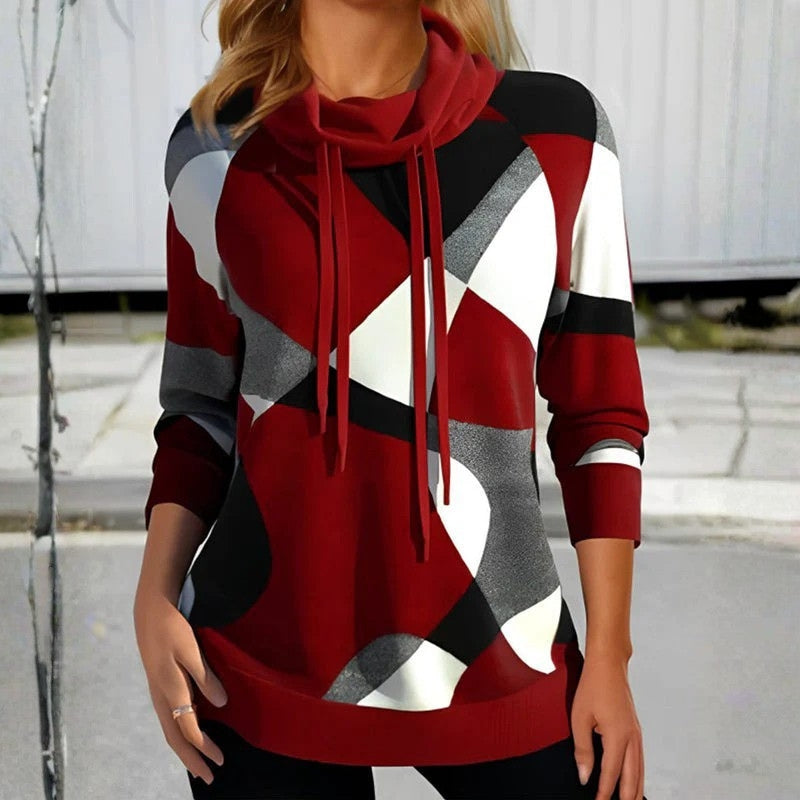 Solara – Sweat-shirt imprimé à manches longues avec capuche ajustable