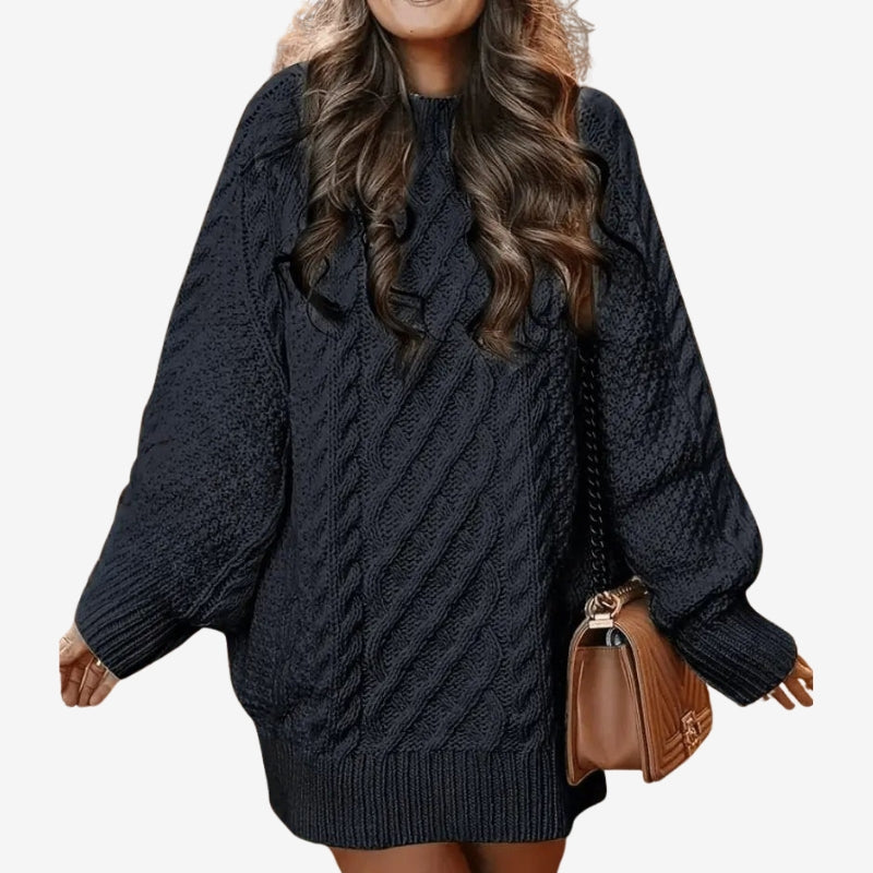 Freya - Long sleeve sweater dress with ribbed design