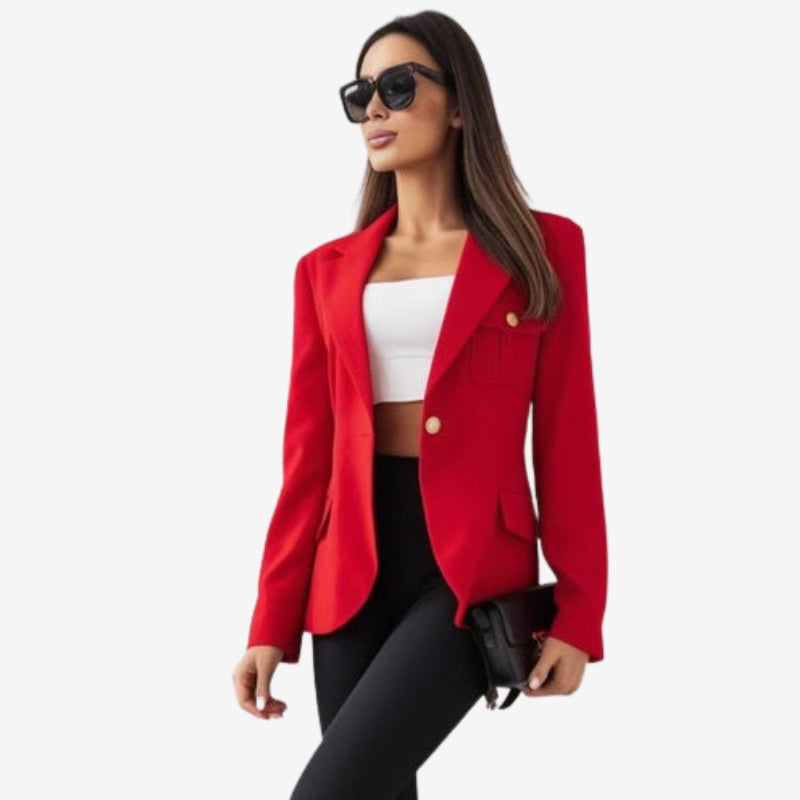 Daisy – Long Sleeve Lapel Collar Blazer with Buttons