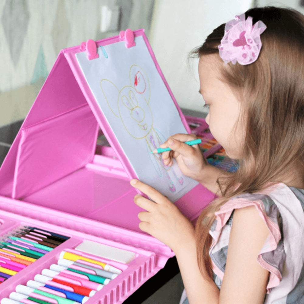 CraftiKidz – Kompletny zestaw 208 przyborów do rysowania dla początkujących twórców i młodych artystów