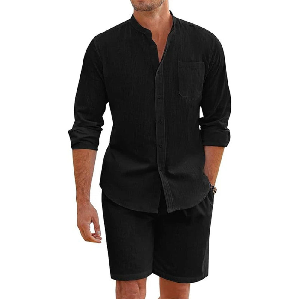 Zayn – Ensemble deux pièces stylé avec chemise à manches longues et short décontracté