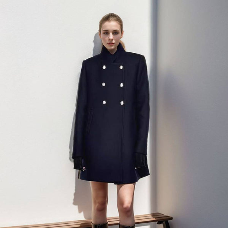 Victoria - Long Sleeve Coat with Button Closure