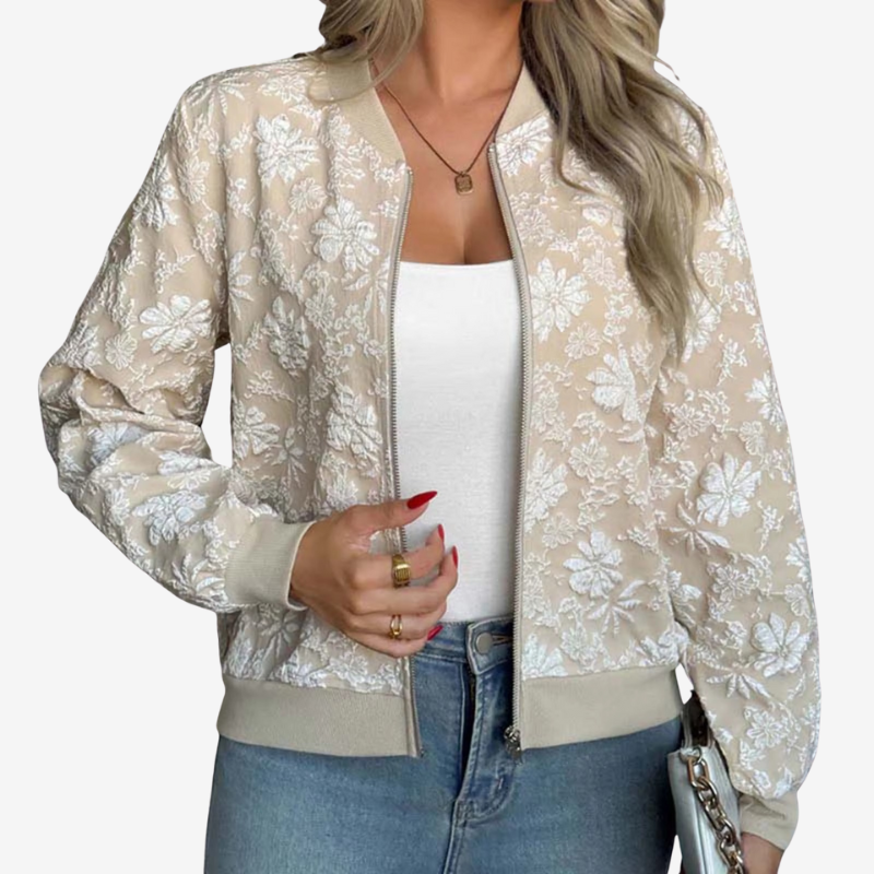 Stella - Long Sleeve Jacket with Floral Embroidery