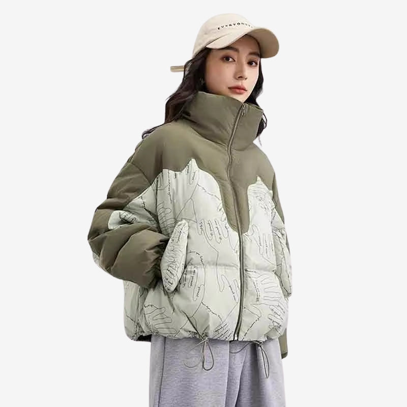 Olivia – Giacca stampata a maniche lunghe con cerniera e tasche