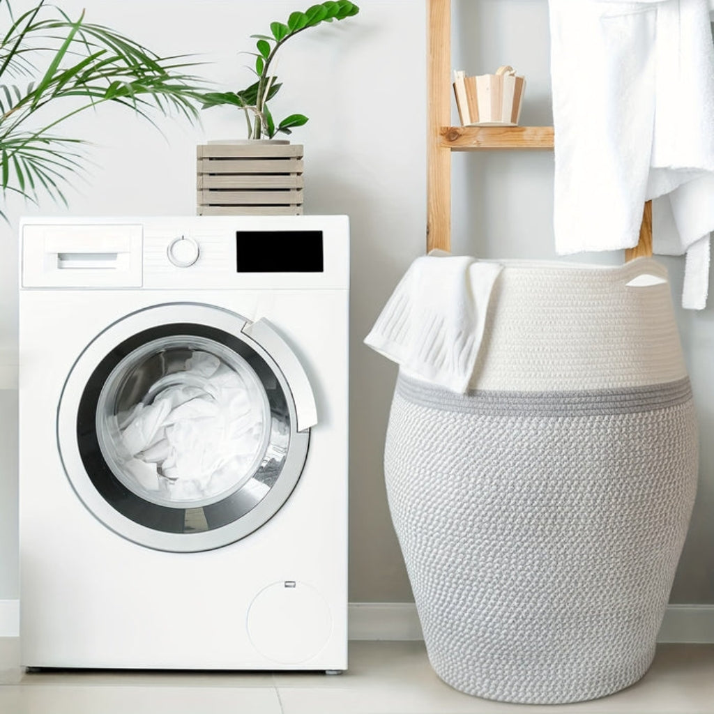 LoomBin – Grande Cesto per Bucato Intrecciato con Manici