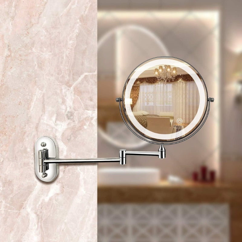 Reflecton - Wall-Mounted LED Makeup Mirror with Double-Sided Magnifying Design