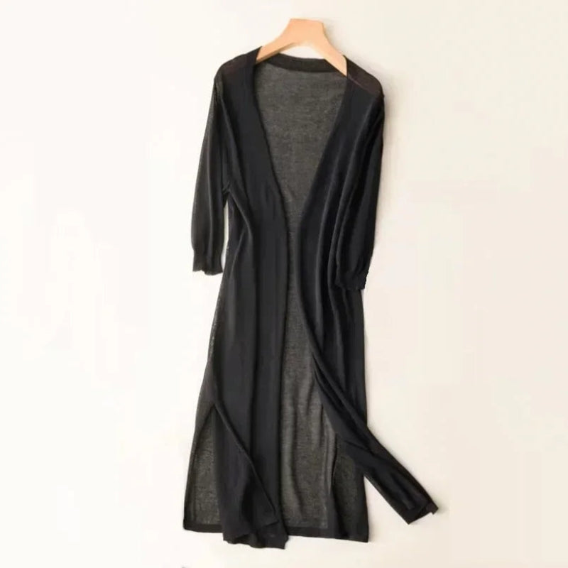 Cardigan lungo aperto davanti donna, modello ampio