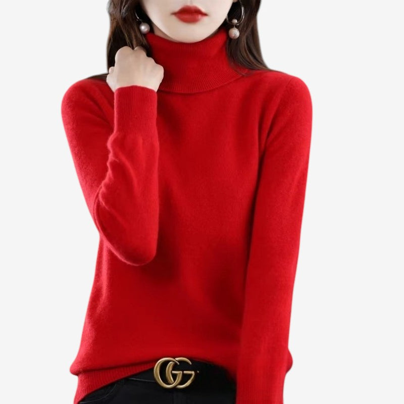 Kiara - Long sleeve turtleneck sweater with ribbed hem and cuffs | easy to put on and remove | sizes S–2XL | blue, green, white, purple, red, grey, brown, khaki, pink, orange, black, light blue