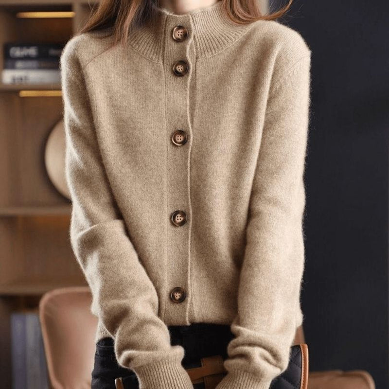 Lacey - Kardigan z długim rękawem i zapięciem na guziki | Standardowy krój do codziennego noszenia | Rozmiary XS–3XL | Beżowy, Khaki, Brązowy, Niebieski, Czarny