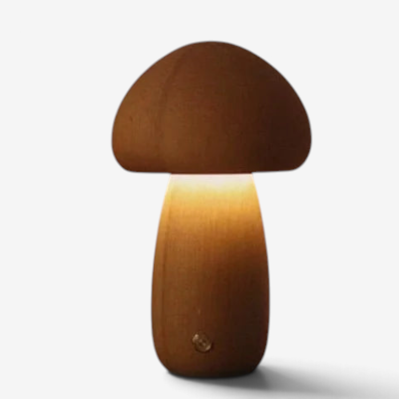 Mushwood - Lámpara de mesa de madera con diseño de seta