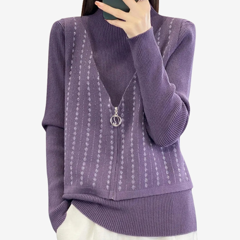Nova – Maglione con cerniera a maniche lunghe e scollo rotondo