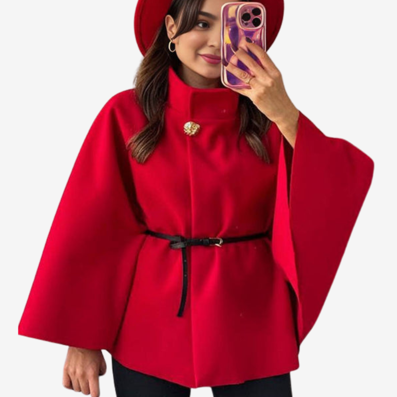 Phoebe - Poncho a maniche lunghe con cintura in vita