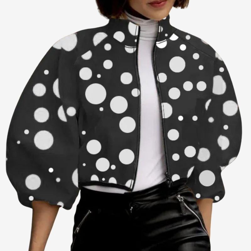 Elara – Long sleeve printed short jacket with zipper